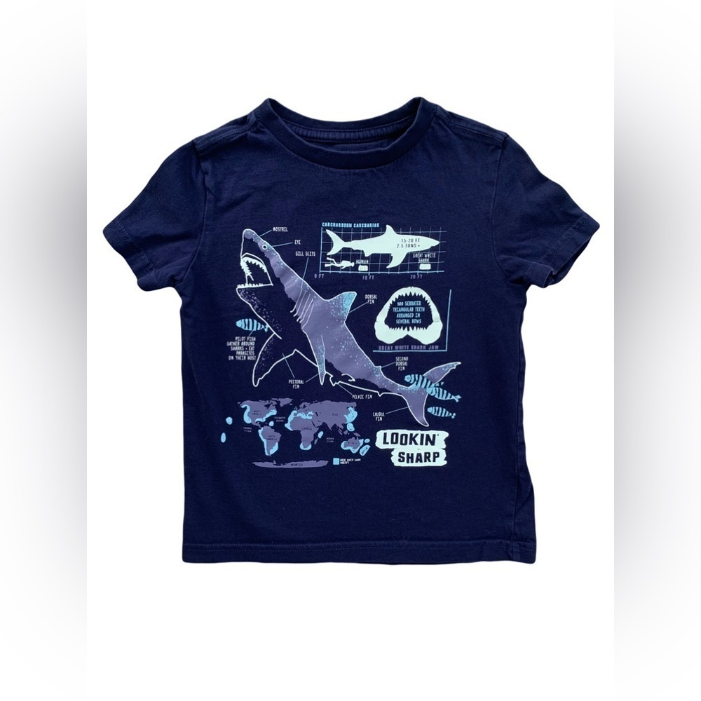Rumi + Ryder Size XS, 4-5, Glow In The Dark Shark Tee